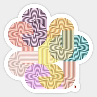 Abstract circles - geometric retro lines Sticker
